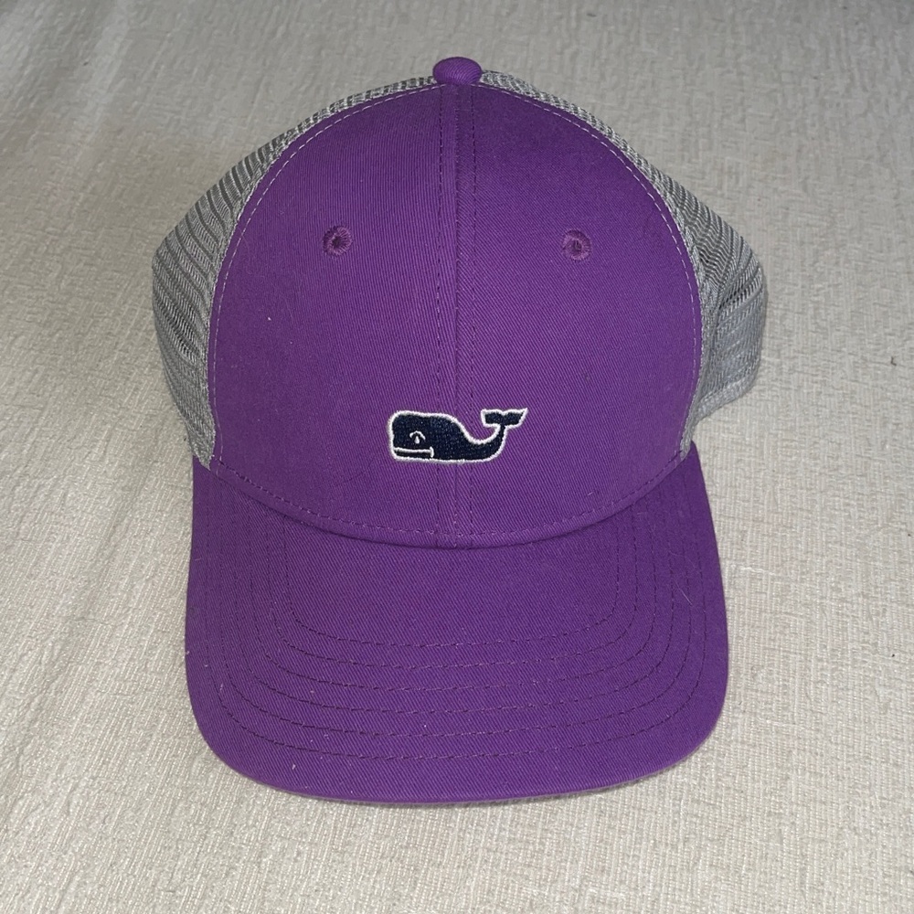 Vineyard Vines High Profile Trucker Cap in the color Eggplant. - Picture 2 of 5